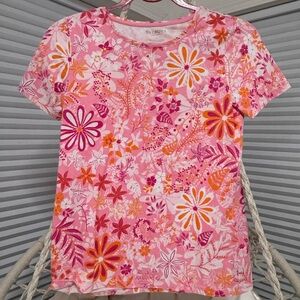 Talbots Floral Pink and Orange T-Shirt